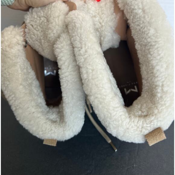 Marc Fisher LTD Brylee Beige Cream Shearling Trim Suede Lace Up Combat Boots 10M - Picture 8 of 10